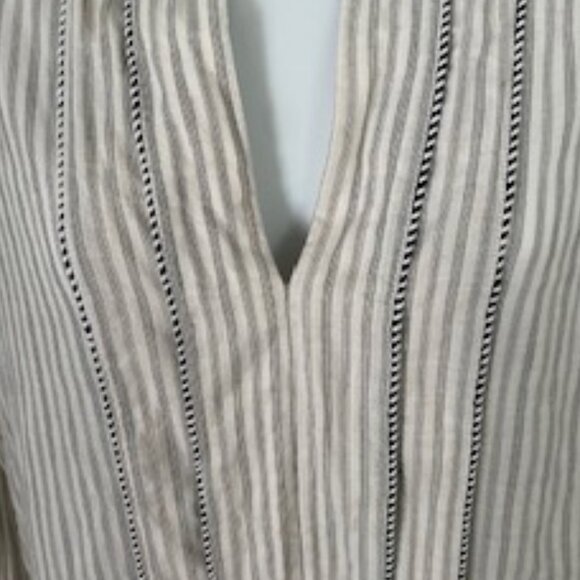 J. Crew Light, Long Sleeve V-Cotton Shirt, Gray, White and Black, Size S - Picture 2 of 7